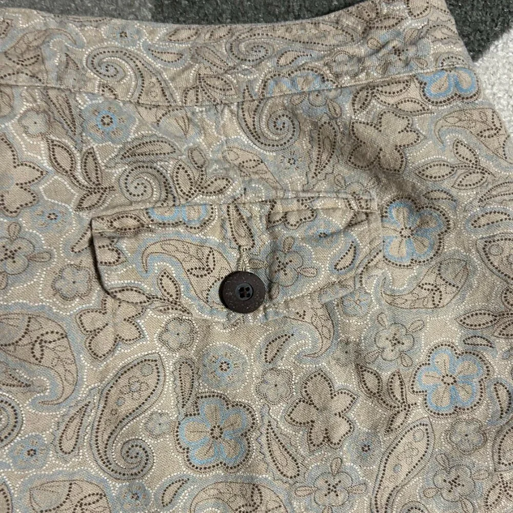 Christopher & Banks Tan Floral/Paisley Linen Blend Capris Women's Size 10 - Picture 7 of 9